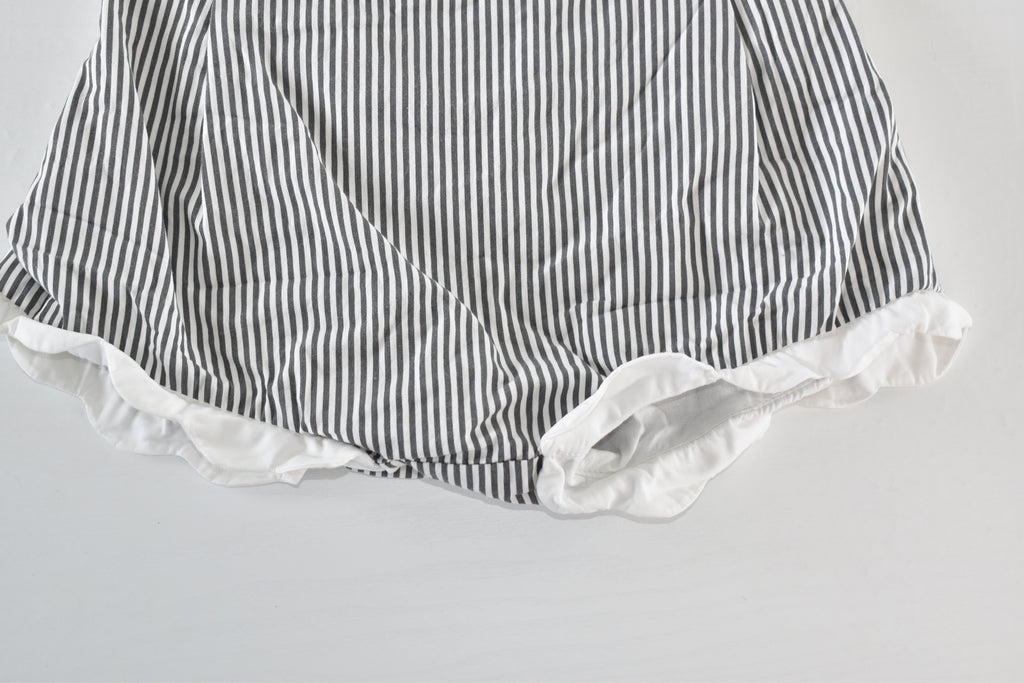 Striped shorts with frill trim