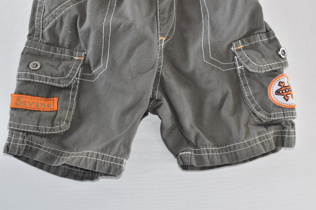 Grey cargo shorts with lizard patch