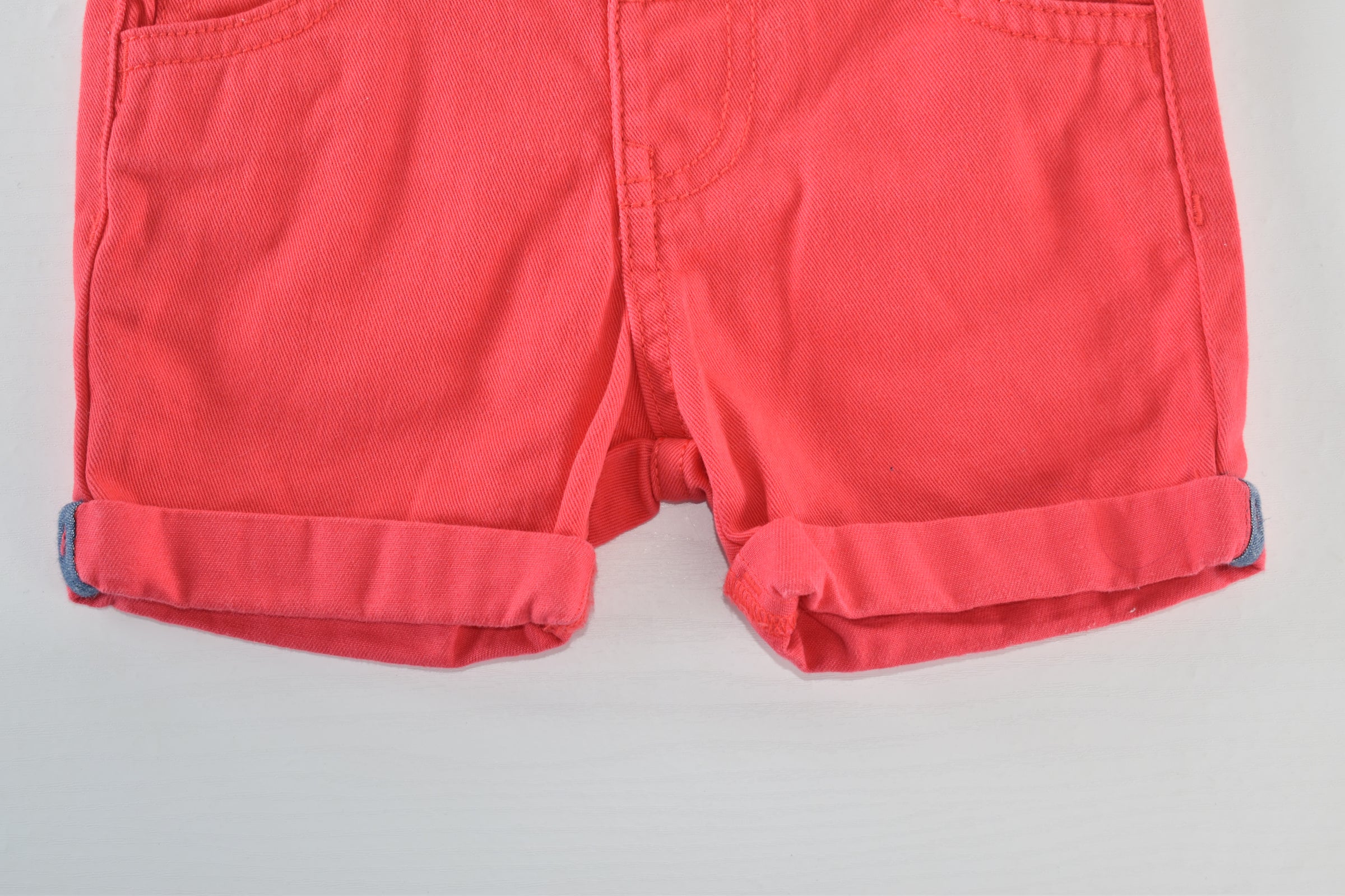 Red shorts with adjustable waistband,