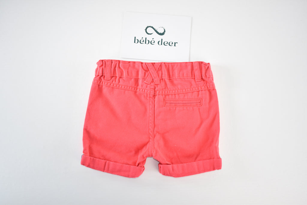 Red shorts with adjustable waistband,