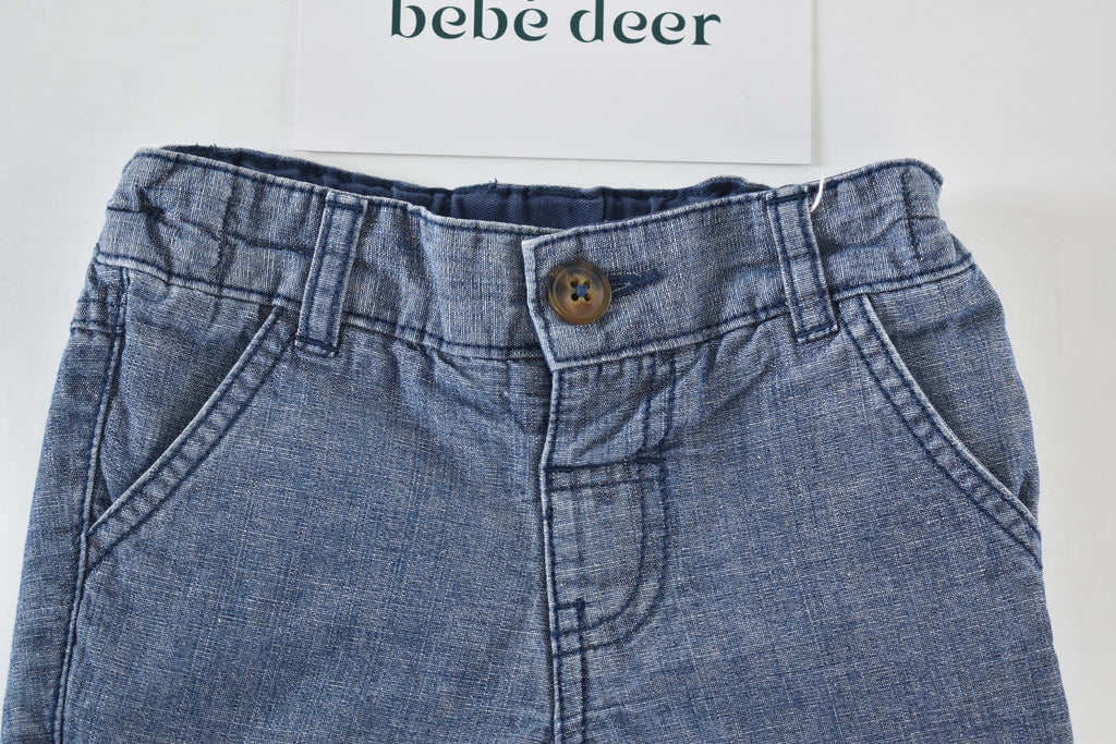 Denim-look shorts with rolled hems