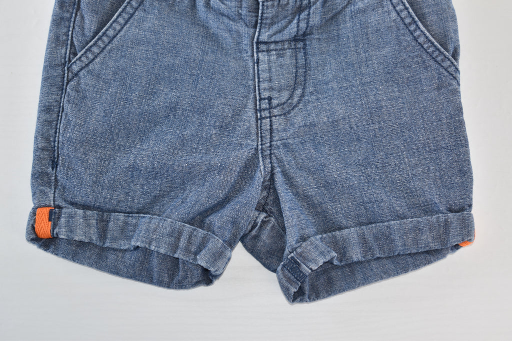 Denim-look shorts with rolled hems