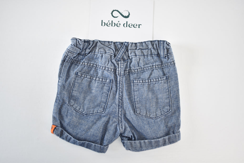 Denim-look shorts with rolled hems