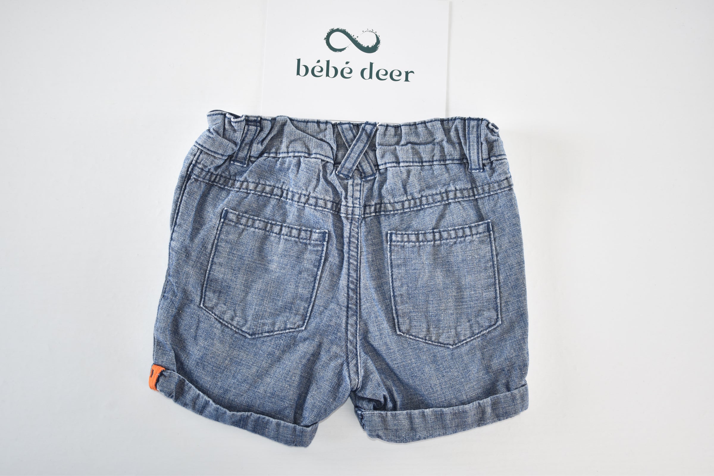 Denim-look shorts with rolled hems