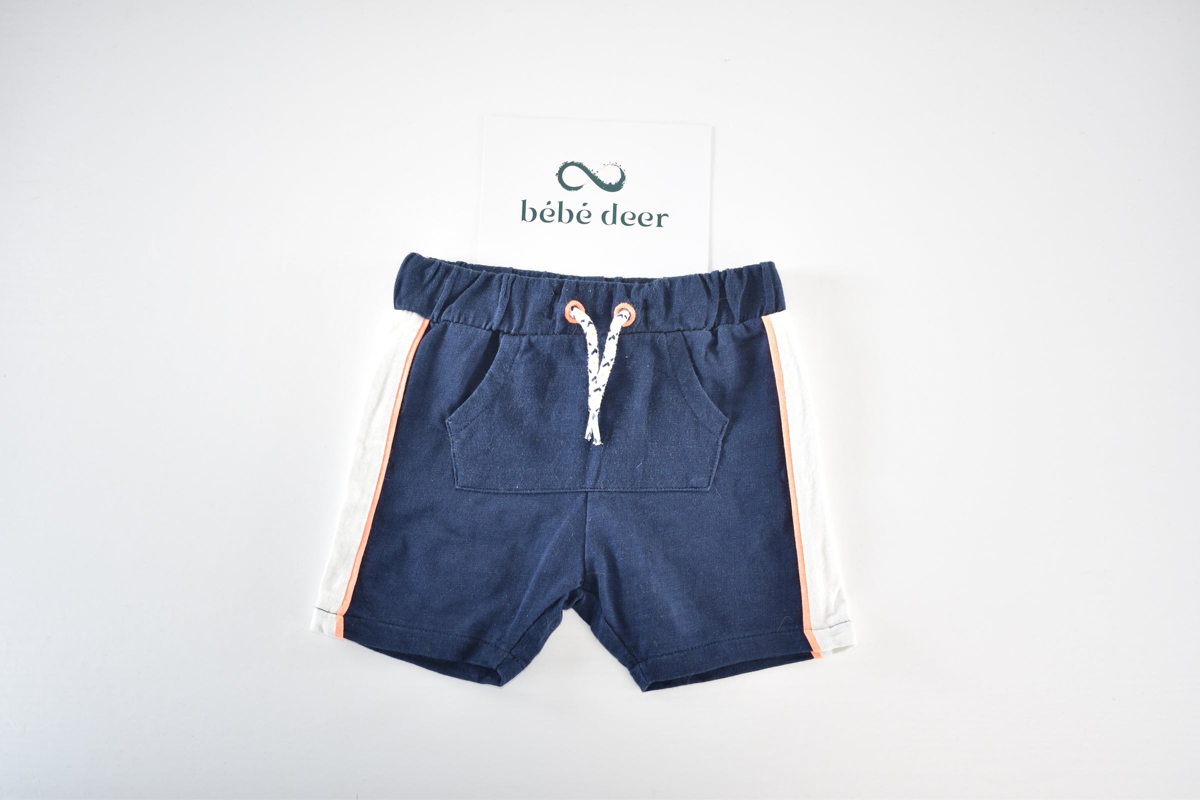 Navy shorts with contrast side panels