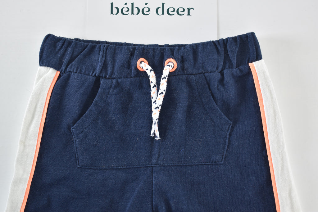 Navy shorts with contrast side panels