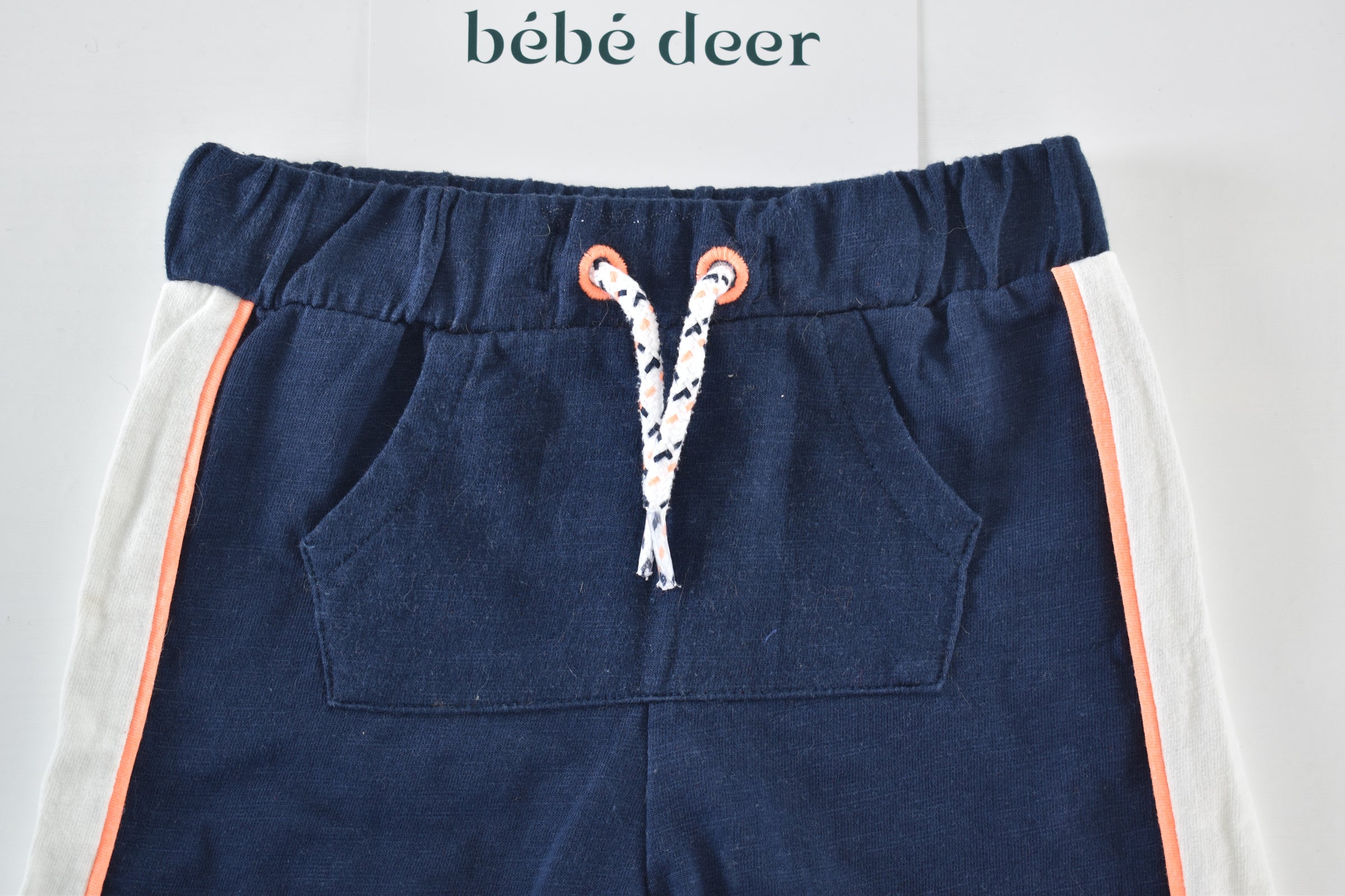 Navy shorts with contrast side panels