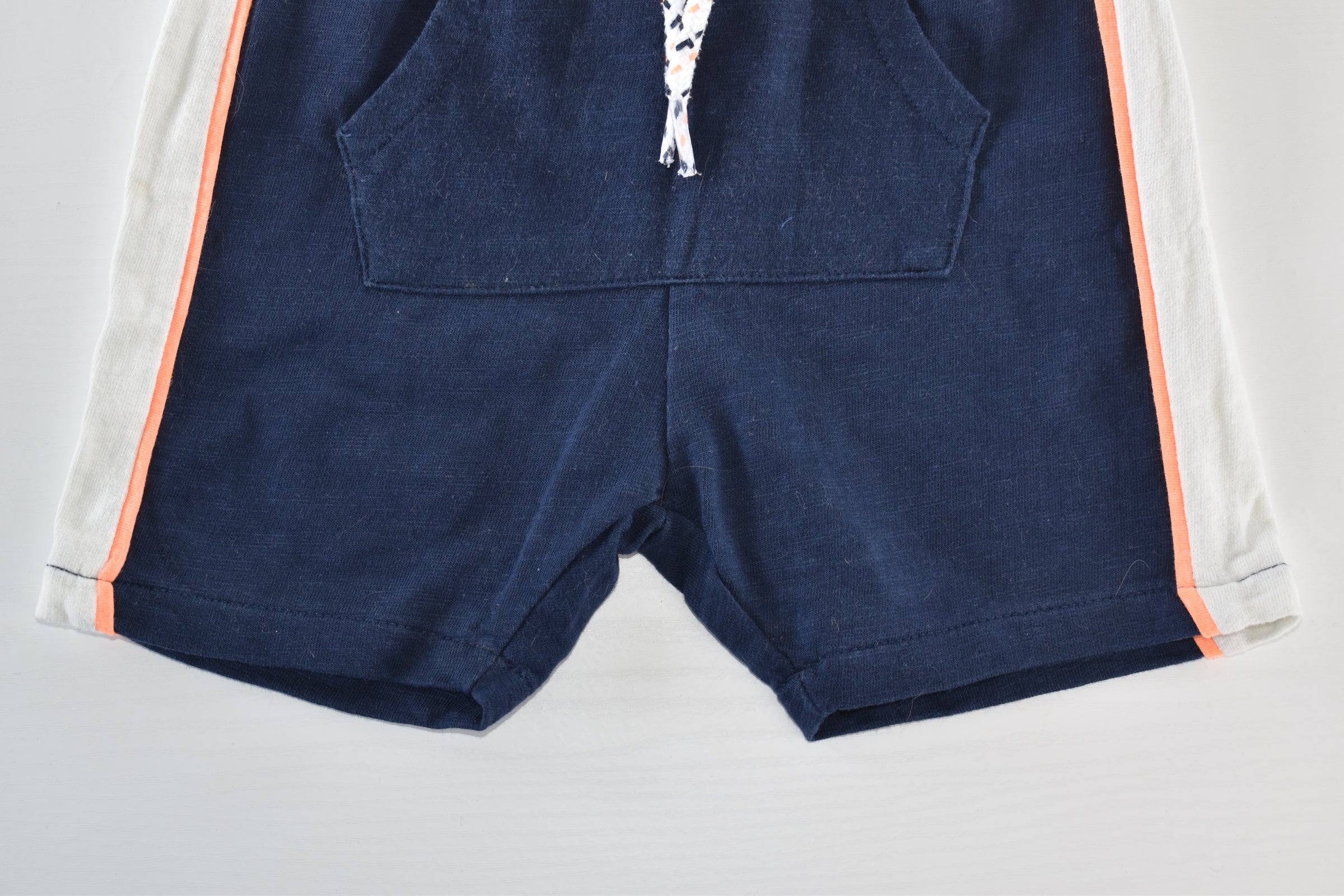 Navy shorts with contrast side panels