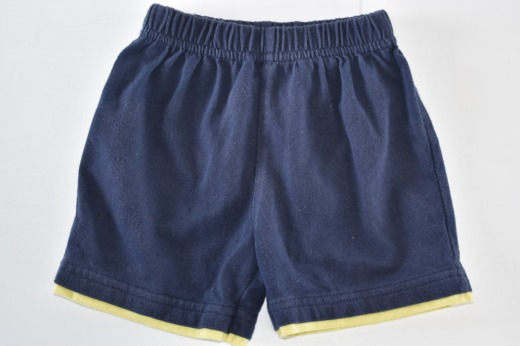 Navy shorts with yellow trim