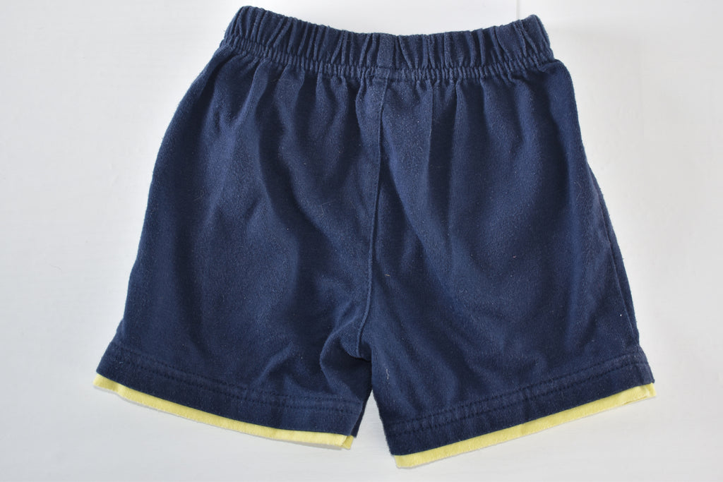 Navy shorts with yellow trim