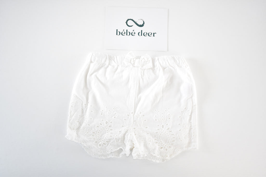 White broderie anglaise shorts