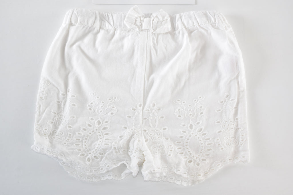 White broderie anglaise shorts