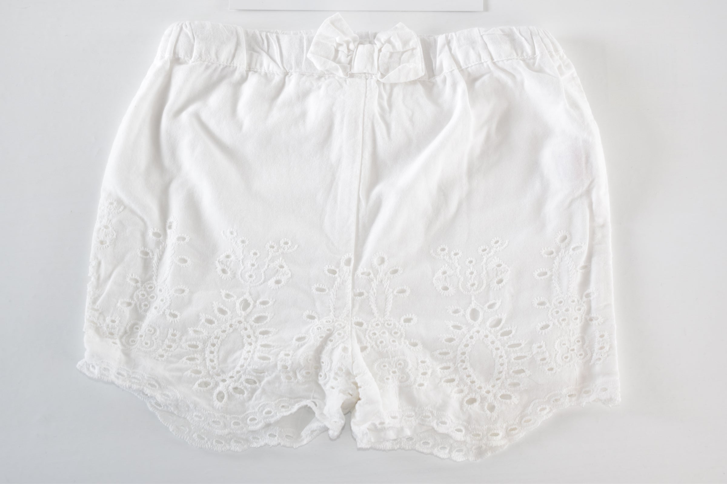 White broderie anglaise shorts