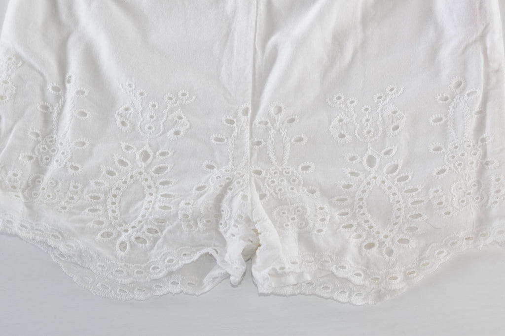 White broderie anglaise shorts