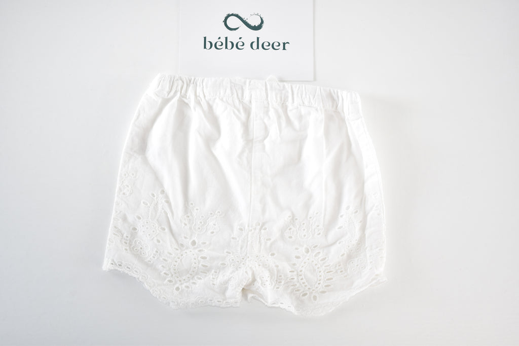 White broderie anglaise shorts