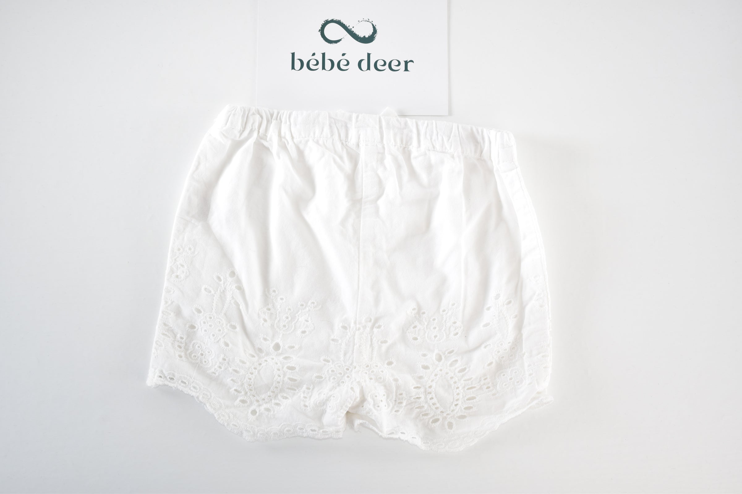White broderie anglaise shorts