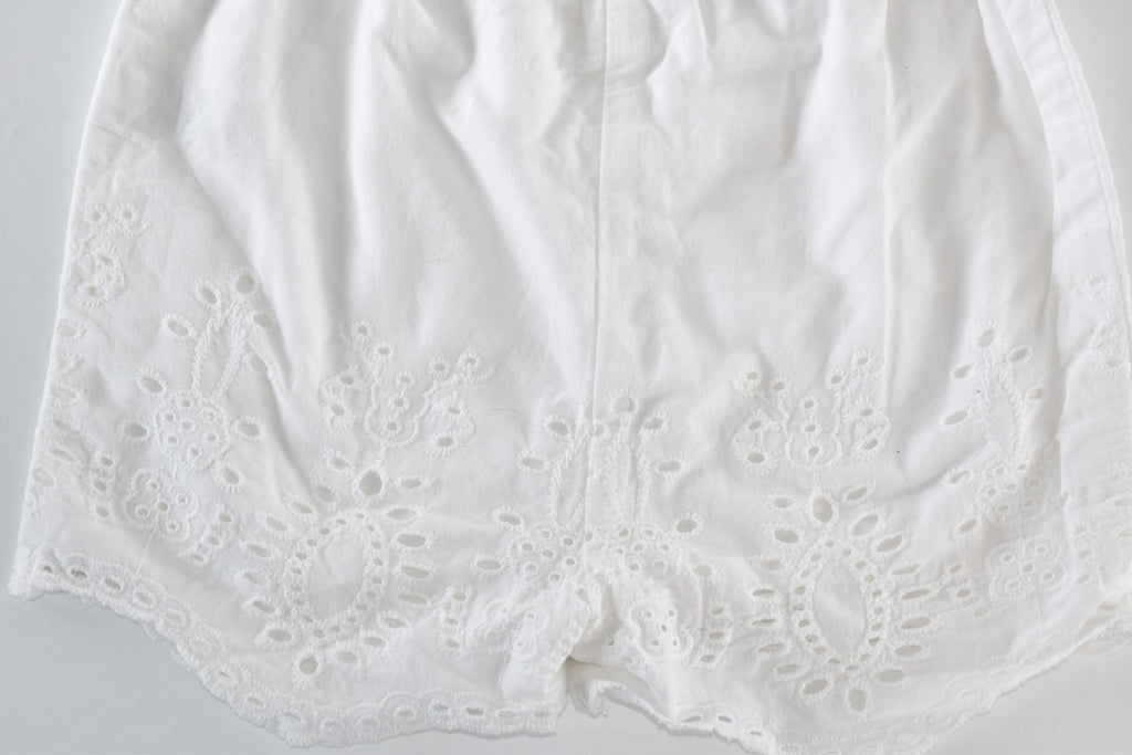 White broderie anglaise shorts
