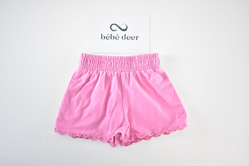 Pink broderie trim shorts