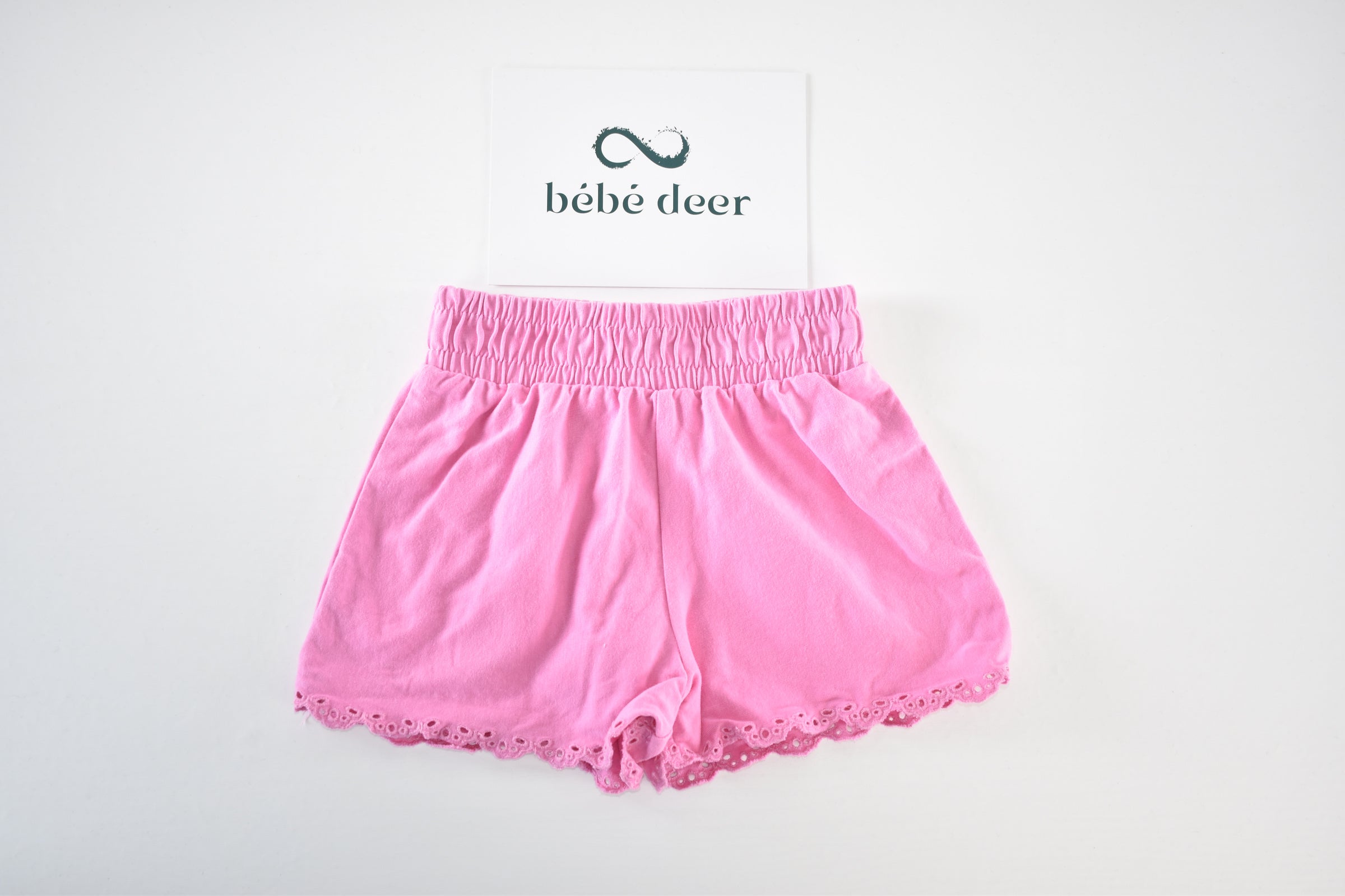 Pink broderie trim shorts