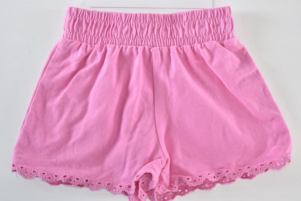 Pink broderie trim shorts