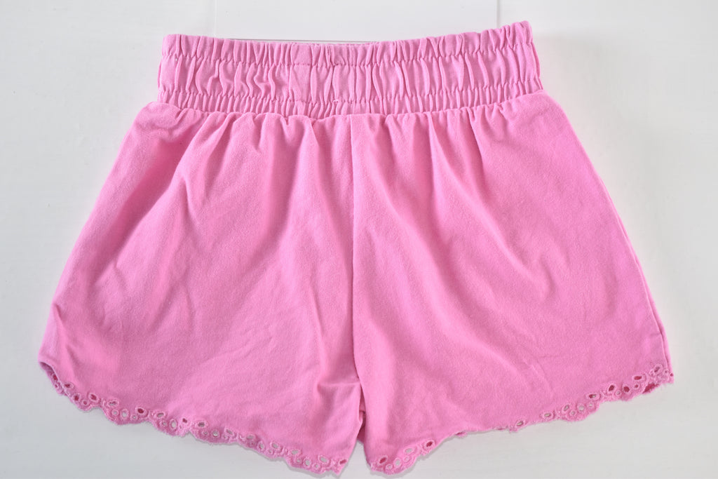 Pink broderie trim shorts