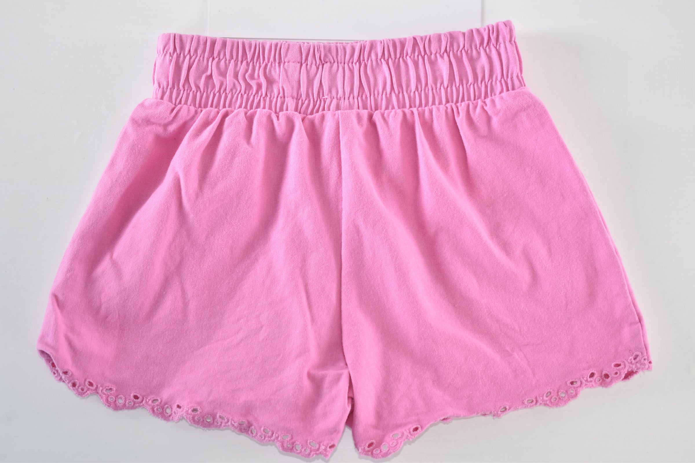 Pink broderie trim shorts