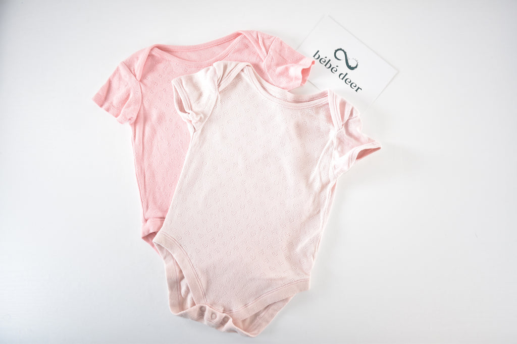 Set of 2 pink pointelle bodies
