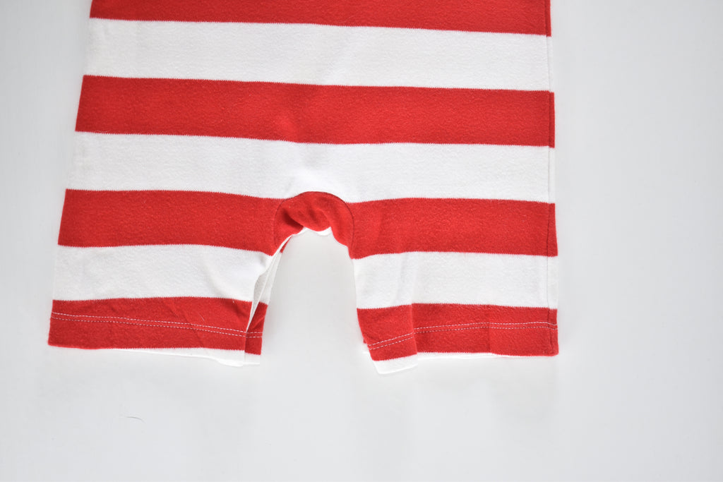 Rompers with striped design and chest pocket
