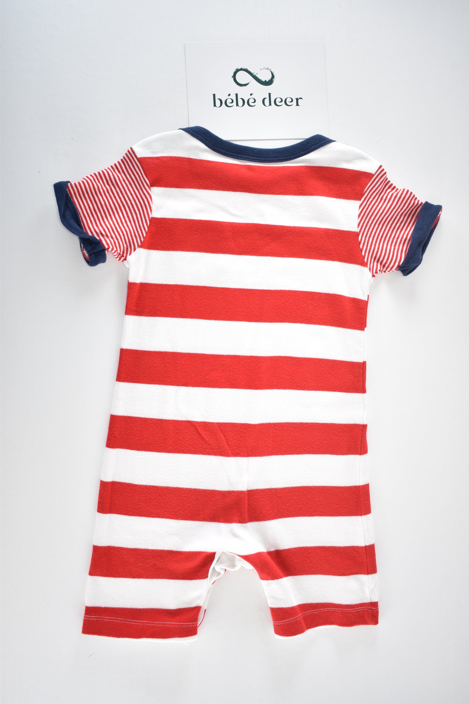 Rompers with striped design and chest pocket