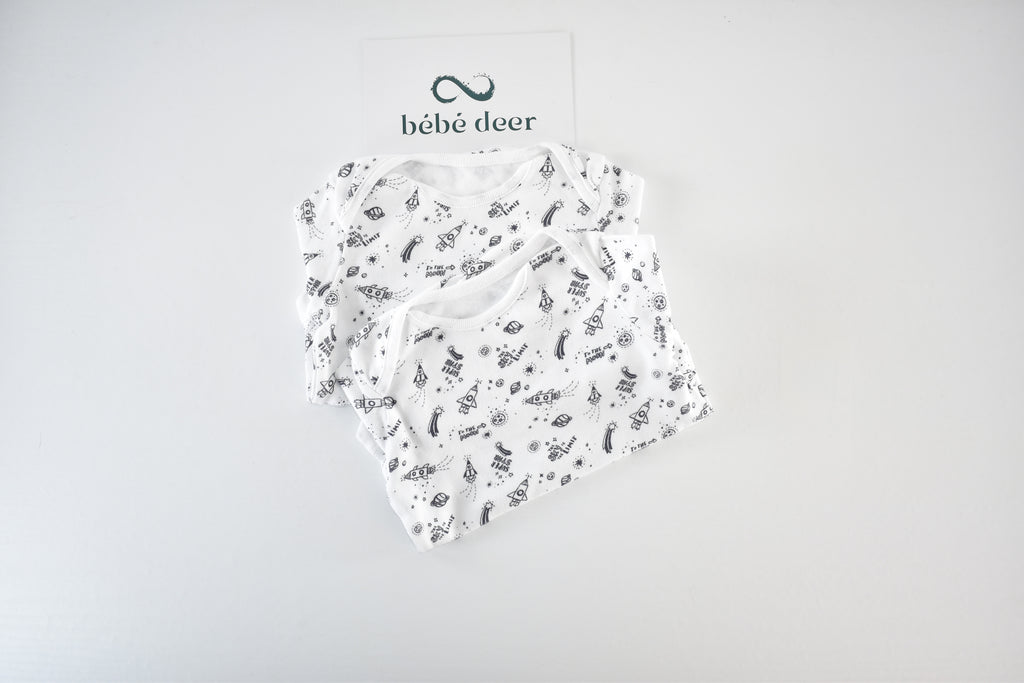 2-pack space print bodysuits