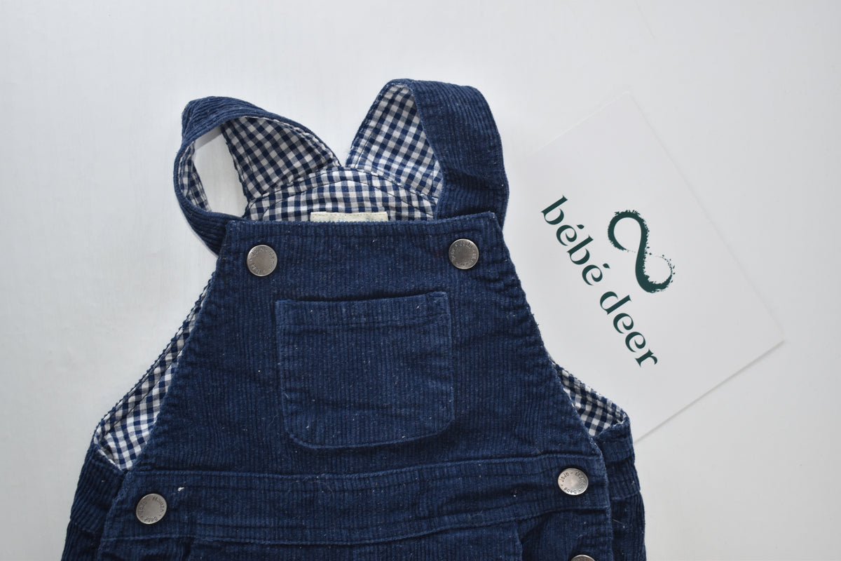 Navy velvet effect dungarees