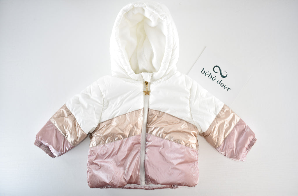 Colour block hooded coat