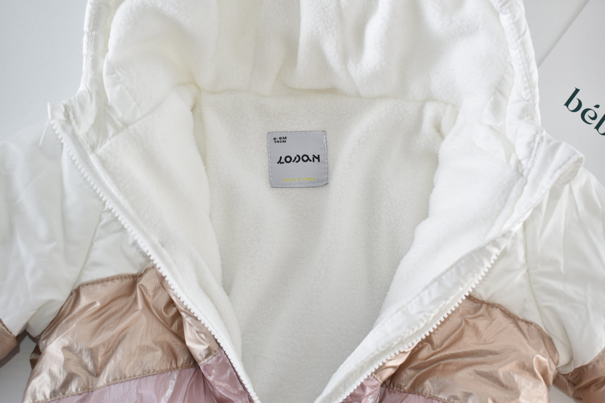 Colour block hooded coat