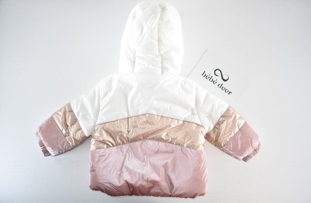 Colour block hooded coat