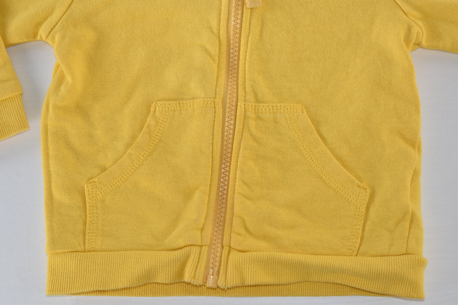 Yellow zip hoodie with embroidered heart