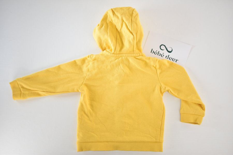 Yellow zip hoodie with embroidered heart