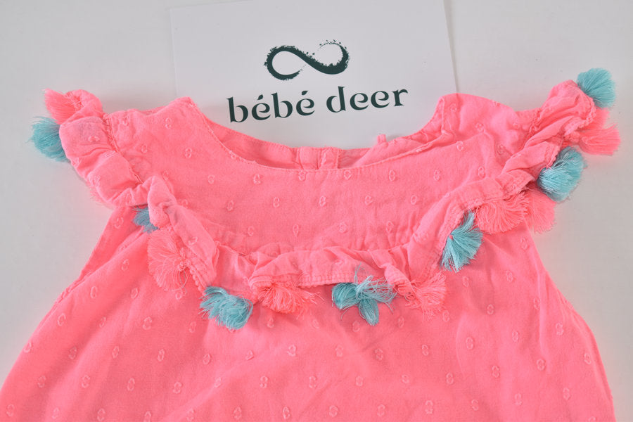 Coral embroidered cotton top