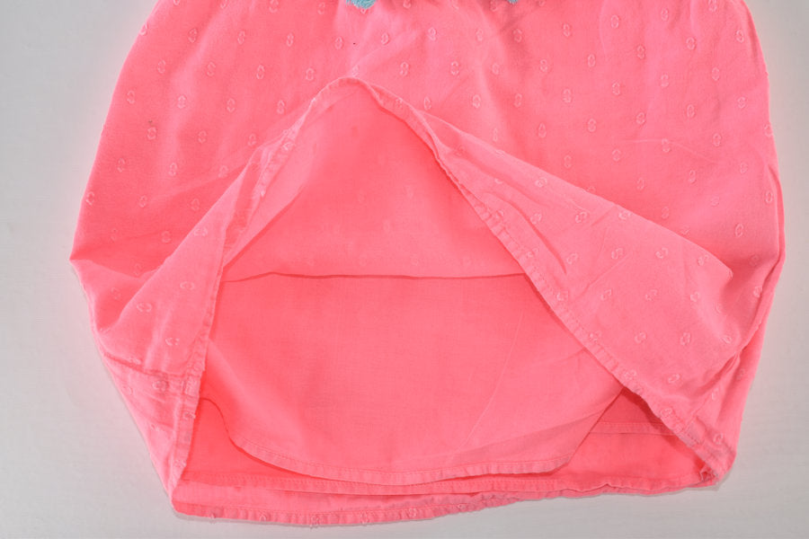 Coral embroidered cotton top