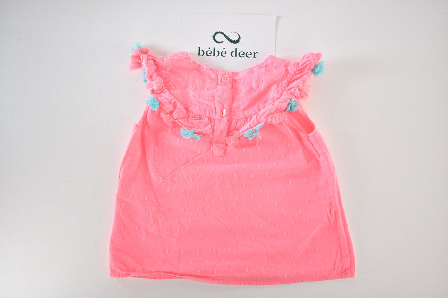 Coral embroidered cotton top