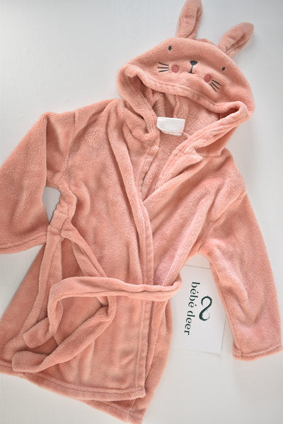 Soft hooded fleece dressing gown with bunny ears