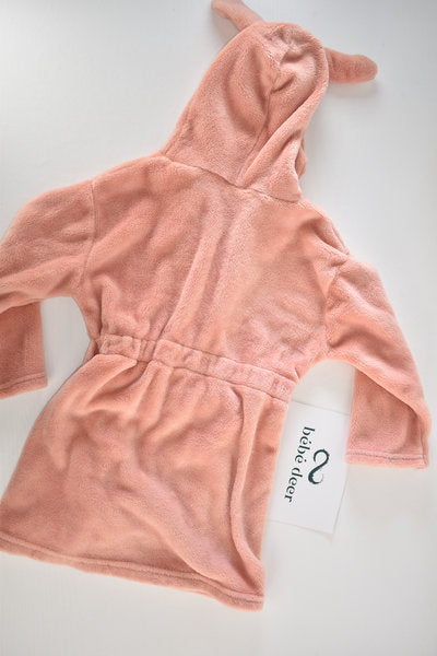 Soft hooded fleece dressing gown with bunny ears