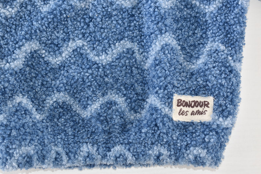 Blue cosy fleece pullover with quarter zip