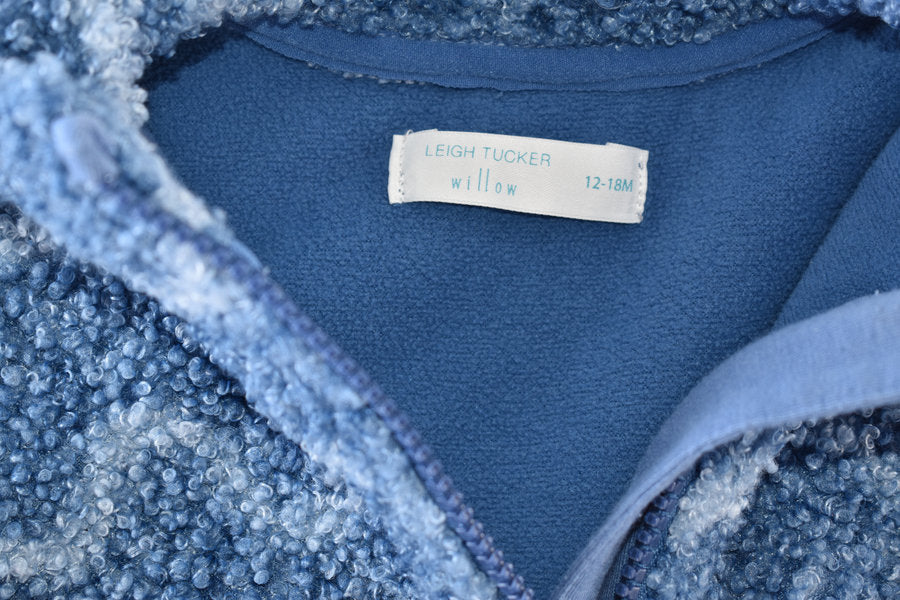 Blue cosy fleece pullover with quarter zip