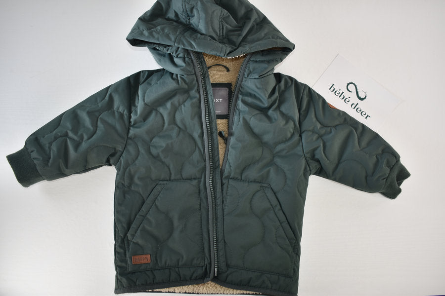 Dark green quilted hooded coat