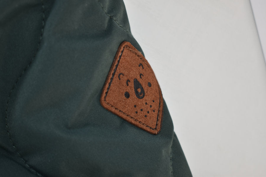 Dark green quilted hooded coat