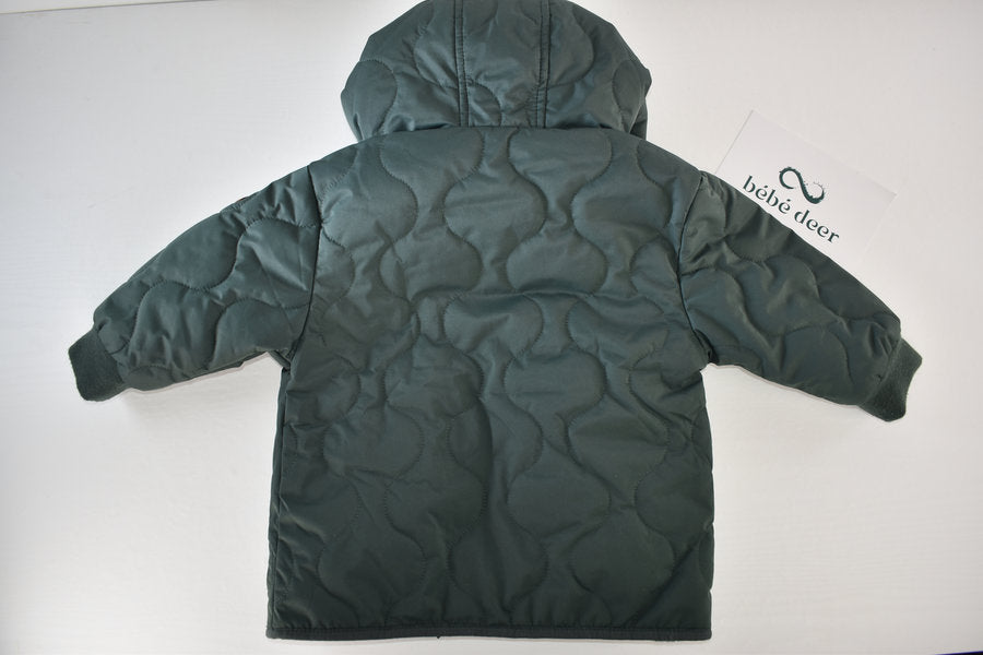 Dark green quilted hooded coat