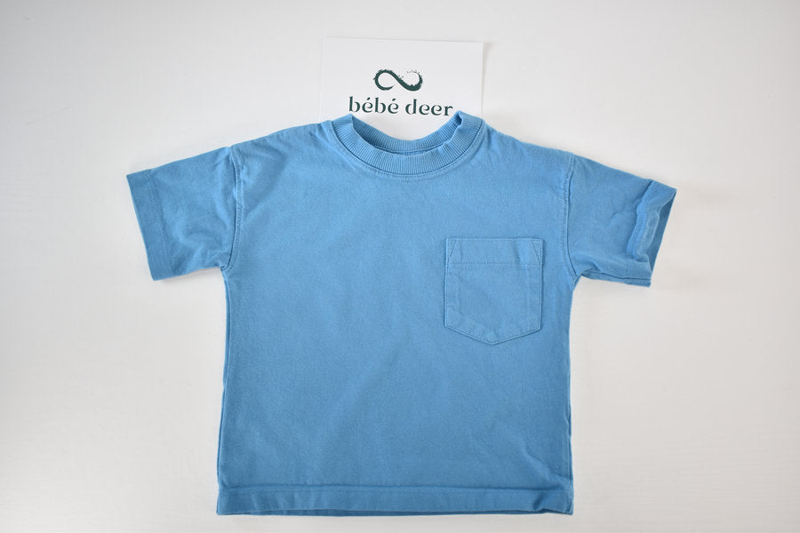 Blue Cotton T-Shirt with Pocket