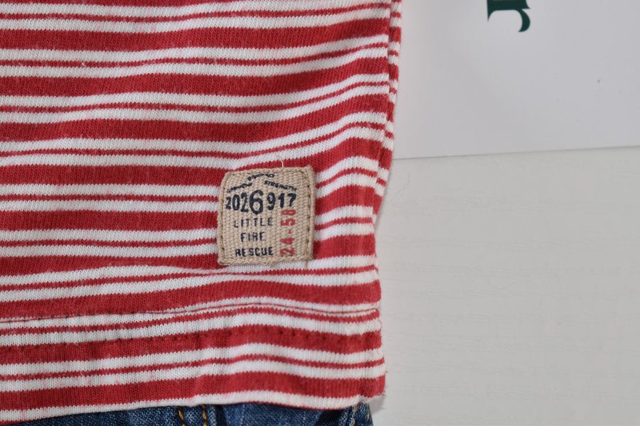 Rompers with striped top and denim shorts effect