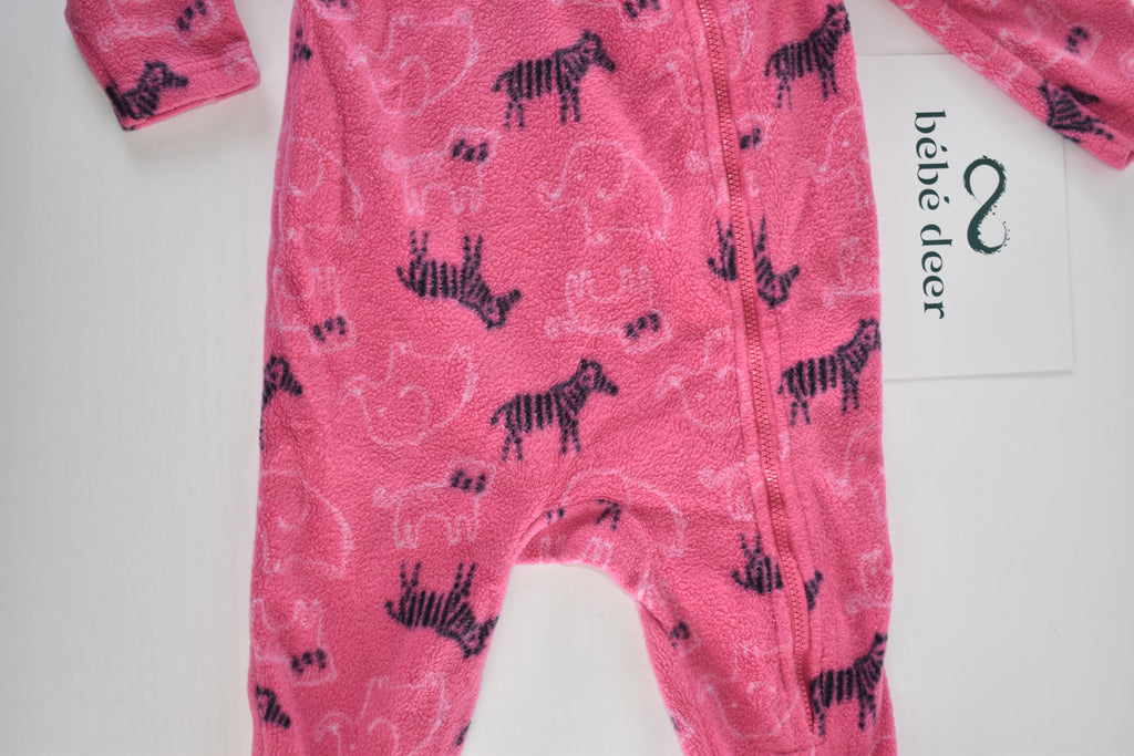 Pink zebra fleece sleepsuit