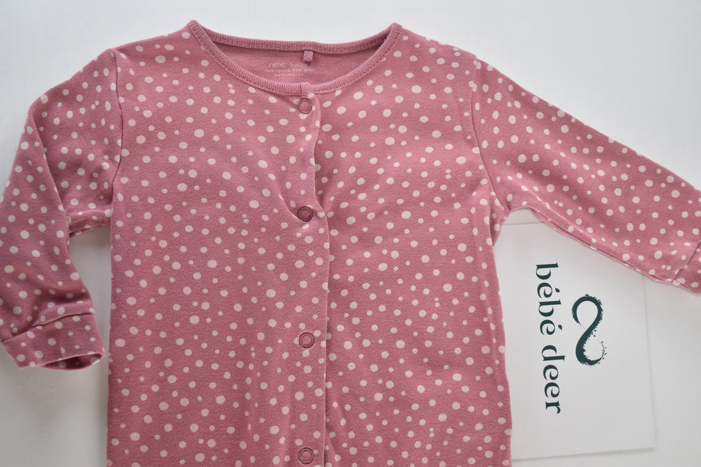 Pink polka dot sleepsuit